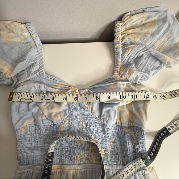 Free People textured floral puff sleeve maxi dress in sky blue XS - Picture 14 of 16